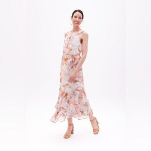 Calvin Klein Floral Maxi Dress - Orange and White